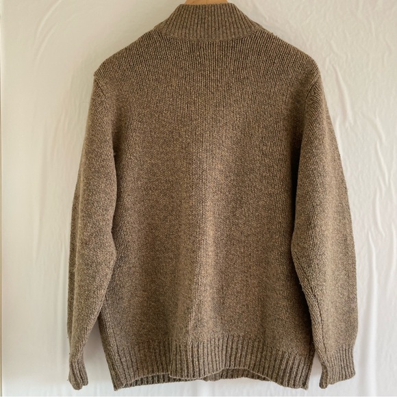 L.L. Bean Brown Lambs Wool Full Zipper Knit Sweater Men’s Size M Reg - Picture 6 of 10